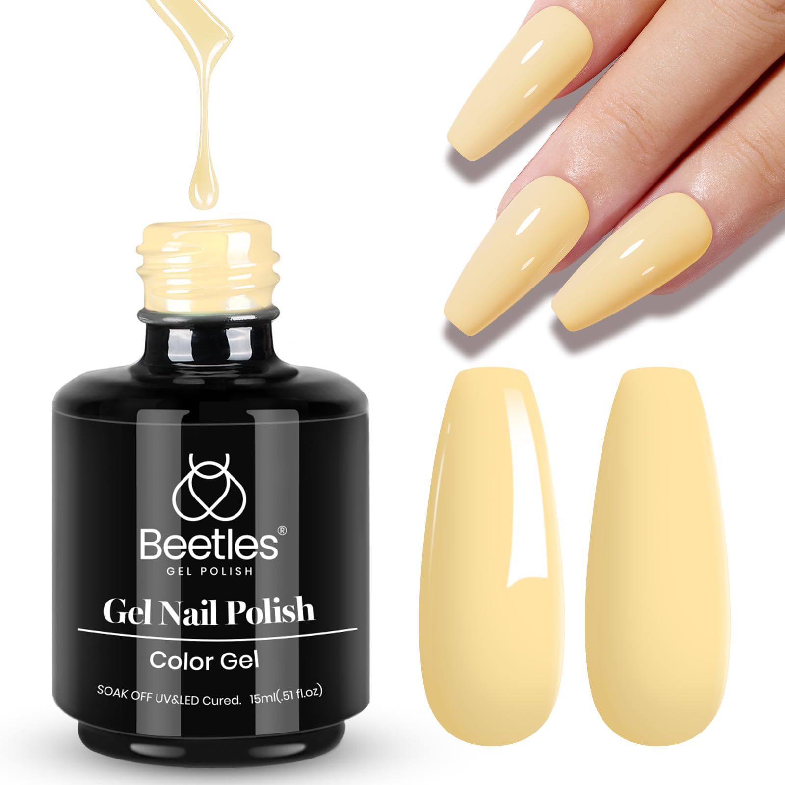 Beetles White Gel Nail Polish,15ml Summer Soak Off UV Gel Polish French Nail Art Manicure Salon DIY Design at Home Gift for Woman
