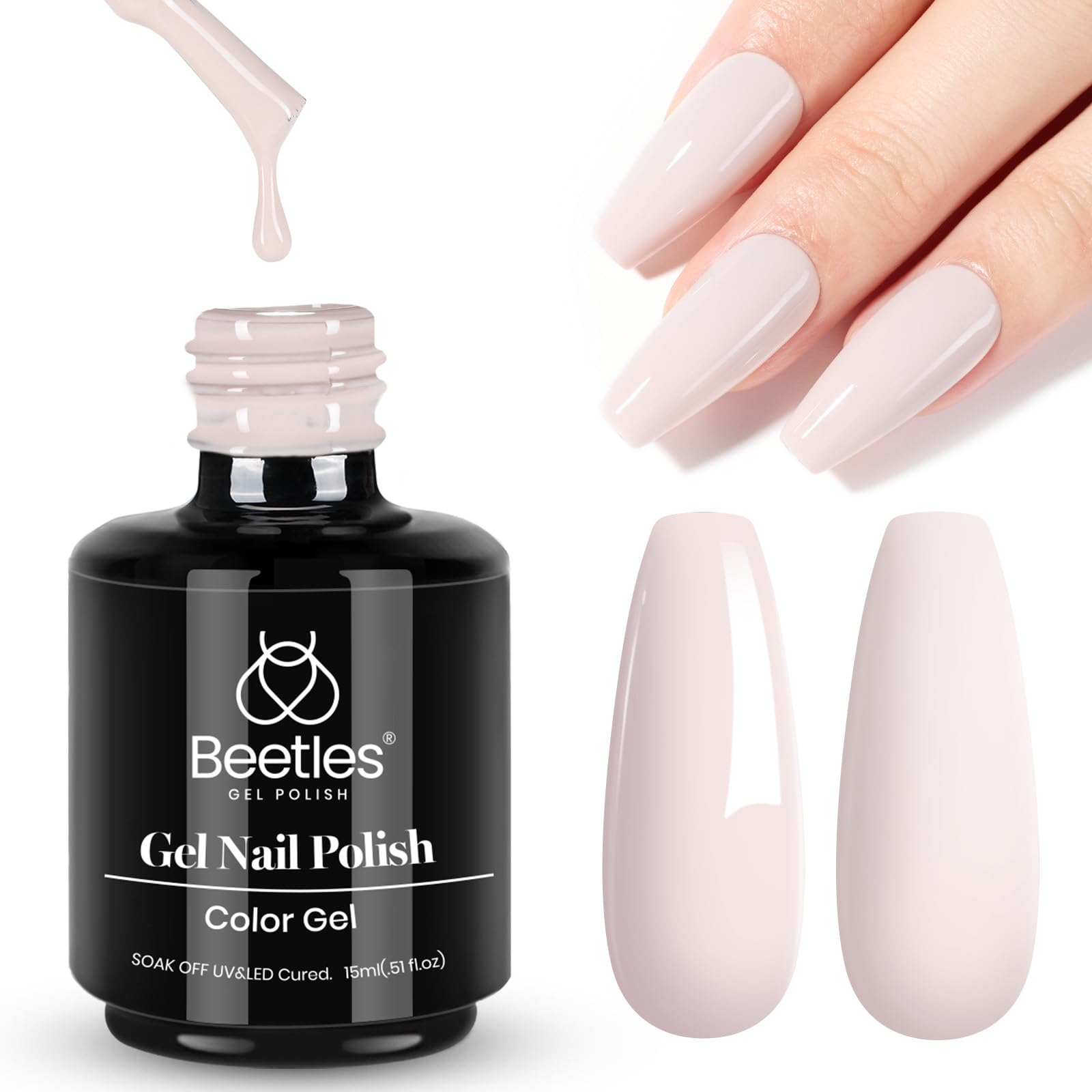 Beetles White Gel Nail Polish,15ml Summer Soak Off UV Gel Polish French Nail Art Manicure Salon DIY Design at Home Gift for Woman