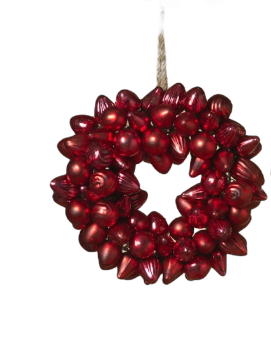 Handblown  Red Glass Ornament Wreath