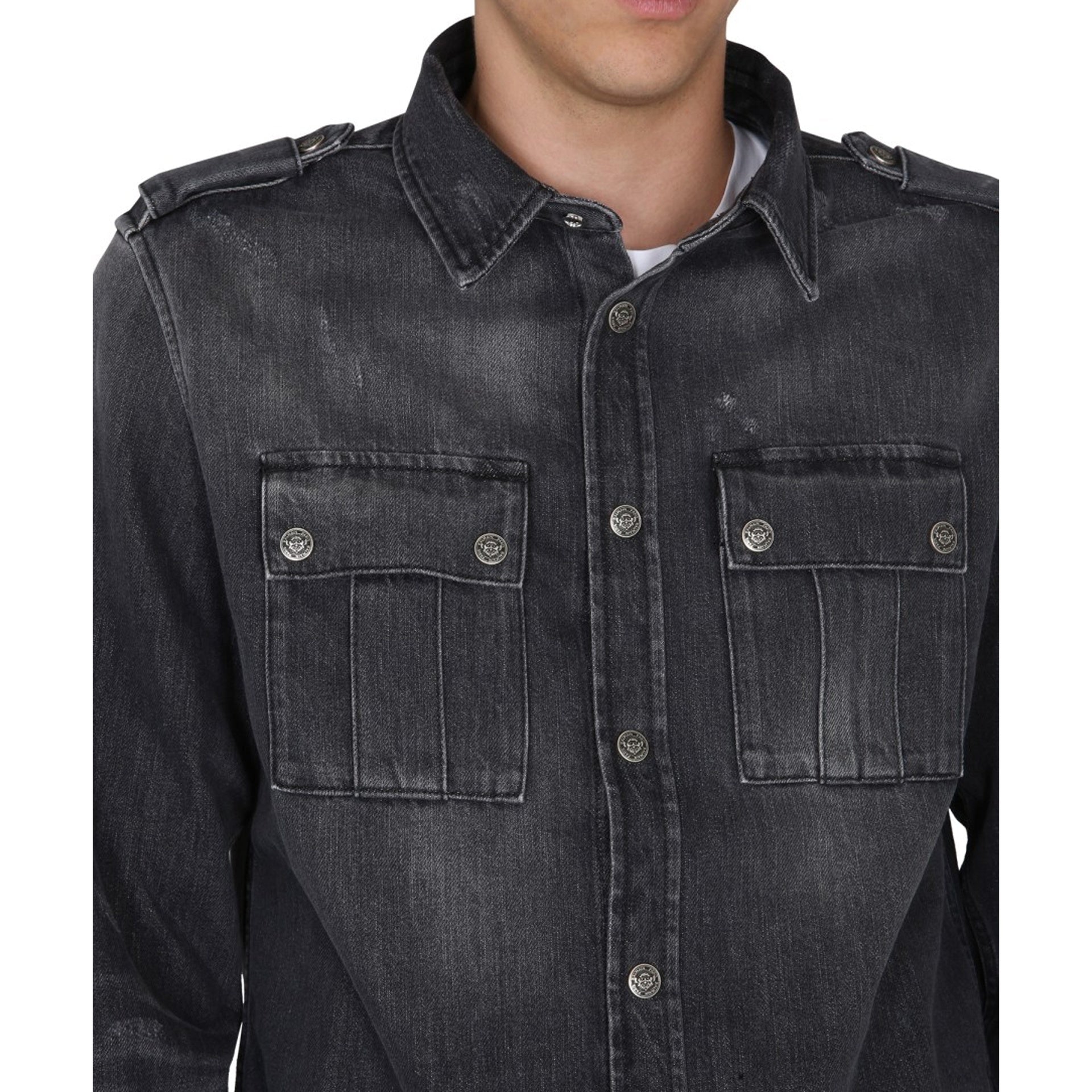 Balmain Cotton Denim Shirt Men