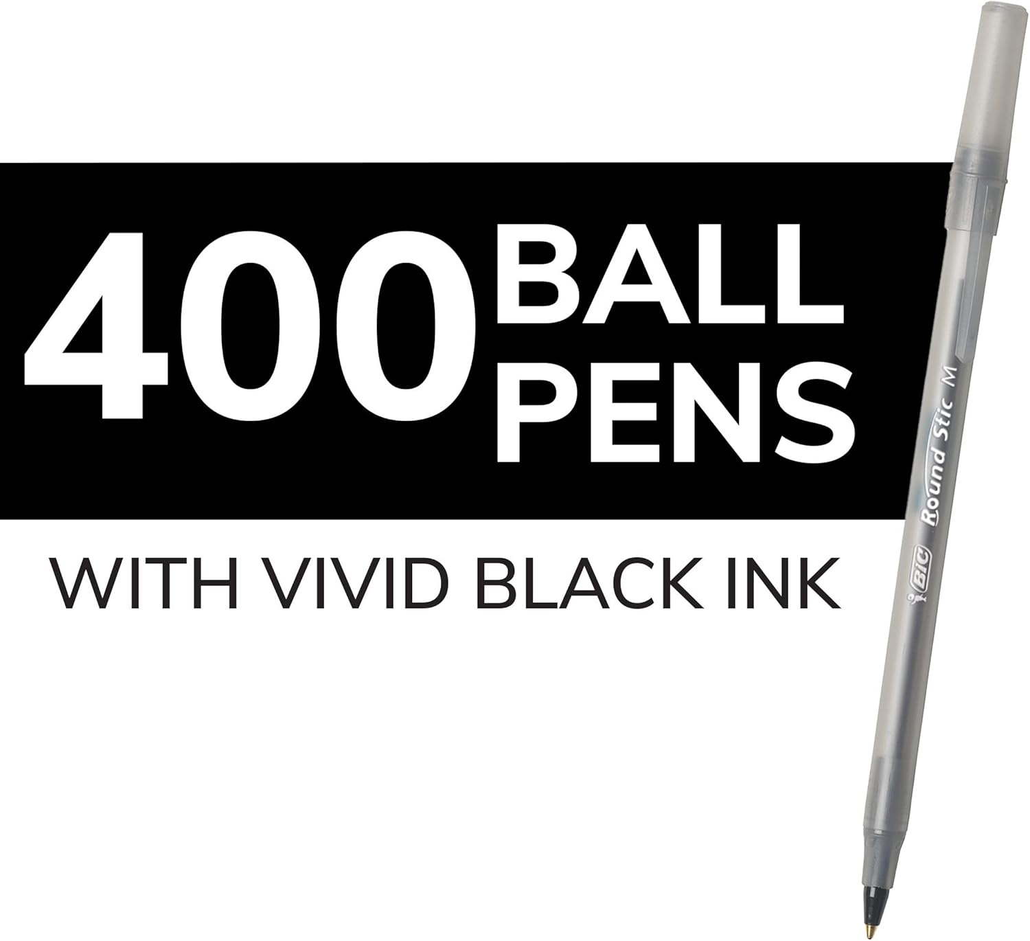 BIC Round Stic Xtra Life Ballpoint Pen, Ultra Long Lasting and Consistent Ink Flow, 60-Count in Black Ink