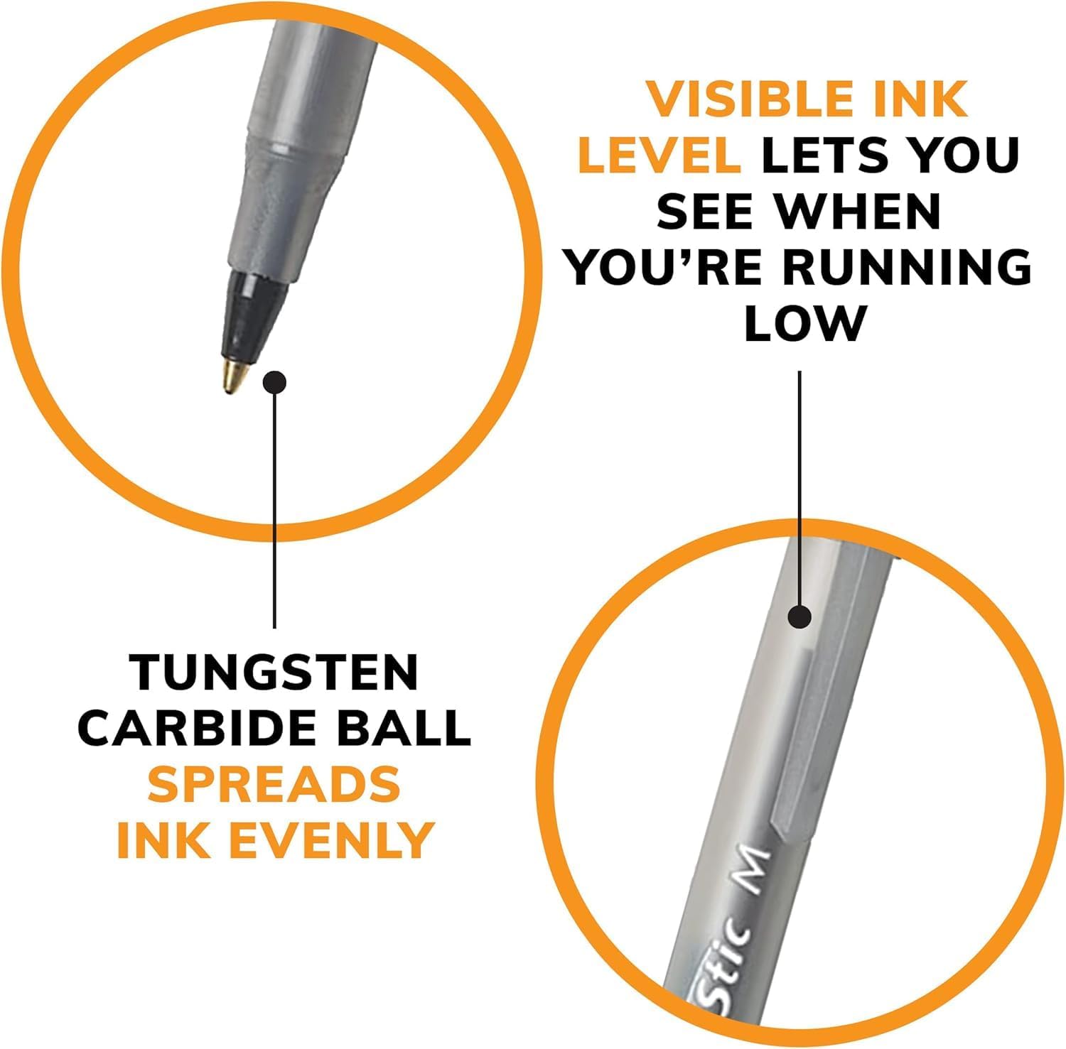 BIC Round Stic Xtra Life Ballpoint Pen, Ultra Long Lasting and Consistent Ink Flow, 60-Count in Black Ink