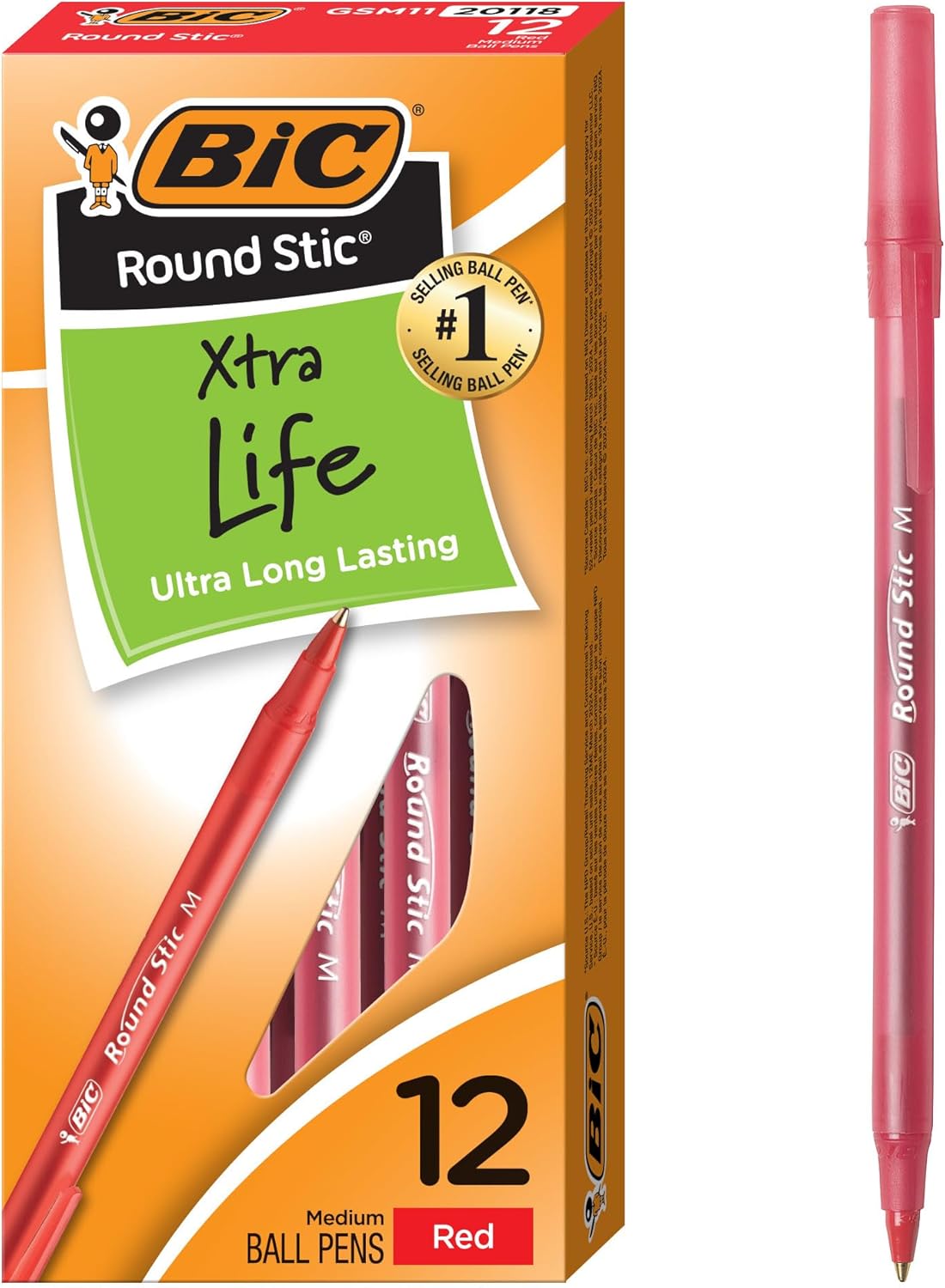 BIC Round Stic Xtra Life Ballpoint Pen, Ultra Long Lasting and Consistent Ink Flow, 60-Count in Black Ink