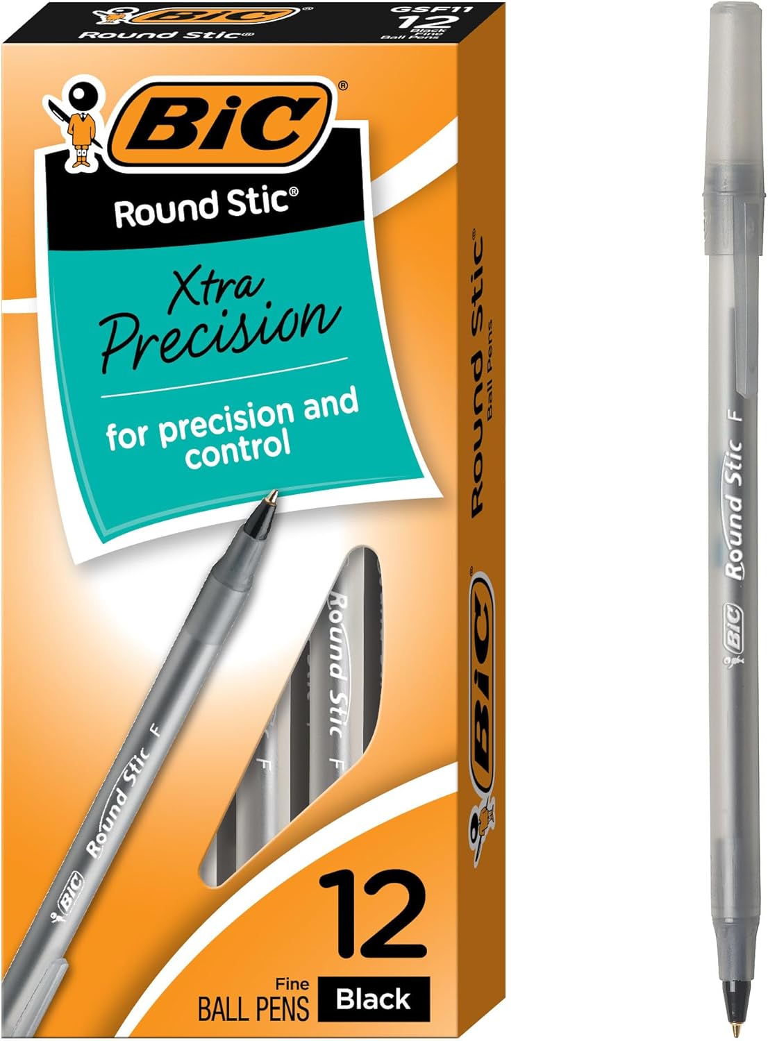 BIC Round Stic Xtra Life Ballpoint Pen, Ultra Long Lasting and Consistent Ink Flow, 60-Count in Black Ink