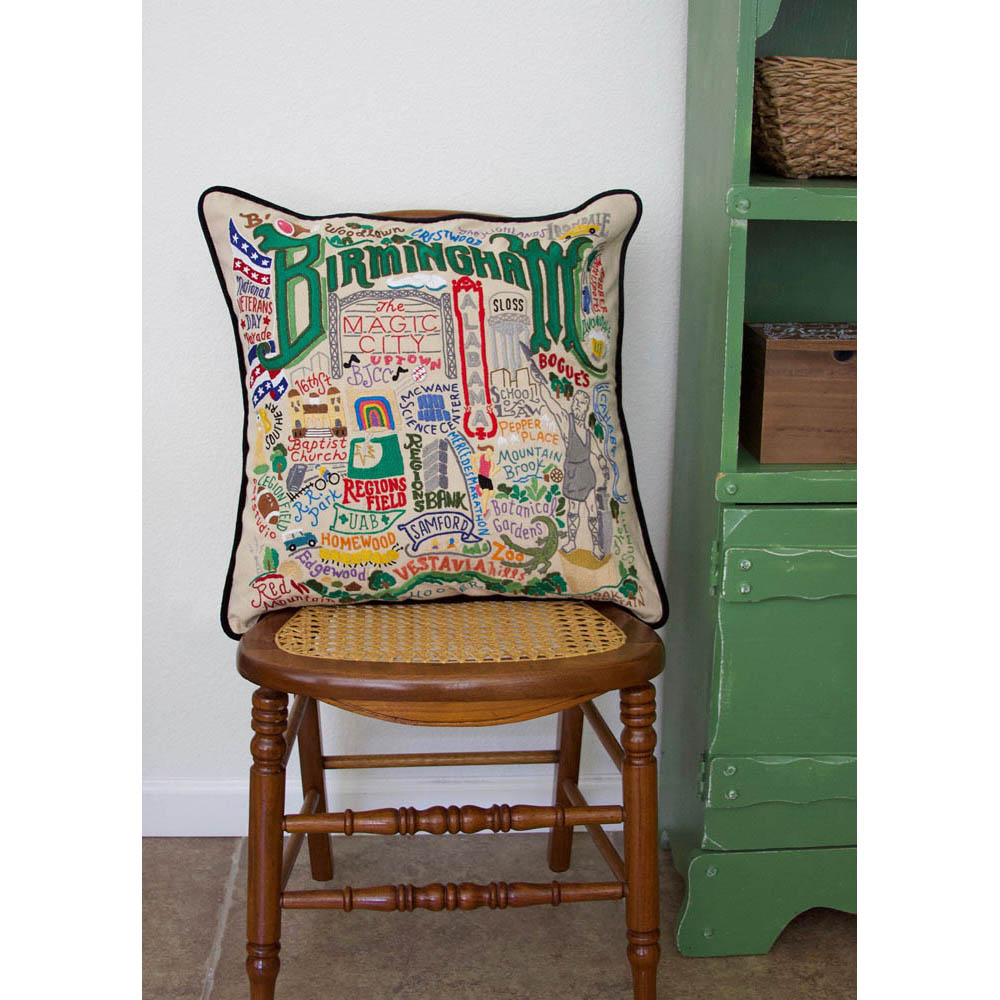 Birmingham Embroidered Pillow by CatStudio