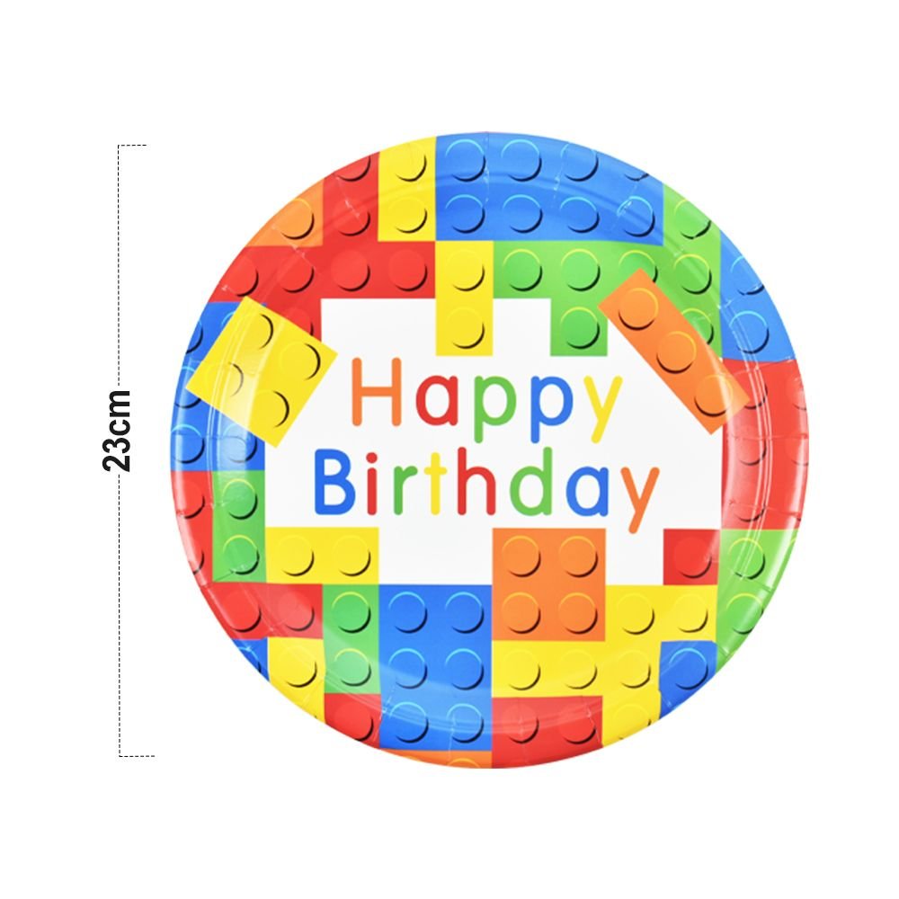 Birthday Round Dinner Plates - 9inch - Vibrant & Fun-Themed Party Tableware -72pcs