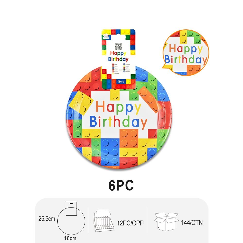 Birthday Round Dinner Plates - 9inch - Vibrant & Fun-Themed Party Tableware -72pcs