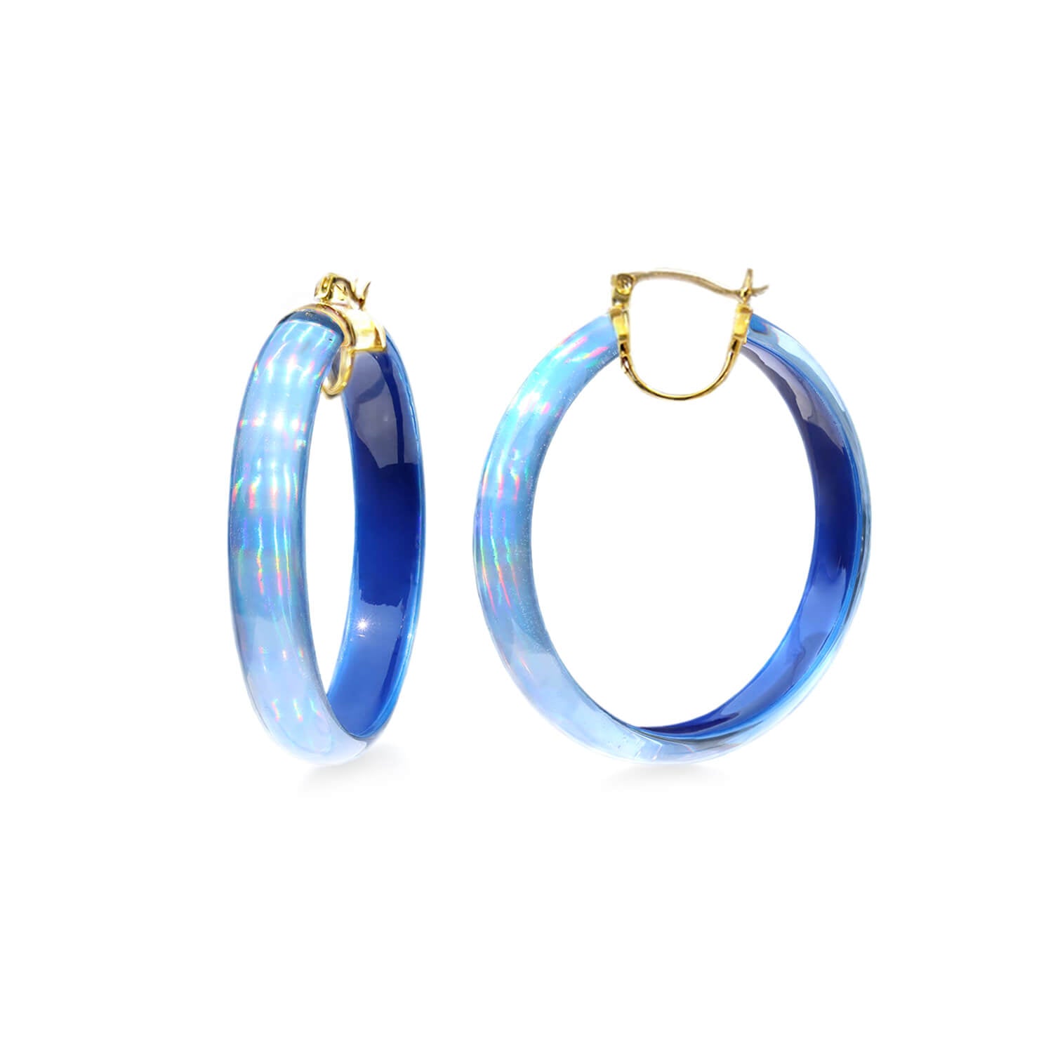 Large Rave Lucite Hoops in Blue