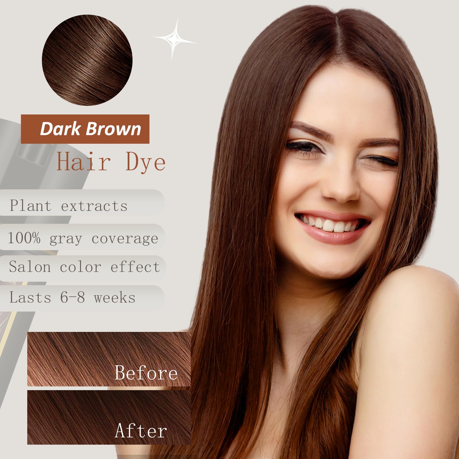 Black 3-in-1 Hair Dye for Men & Women - Long-Lasting Gray Hair Coverage, Shampoo Para Canas, Natural Color in Minutes - 16.9 Fl Oz