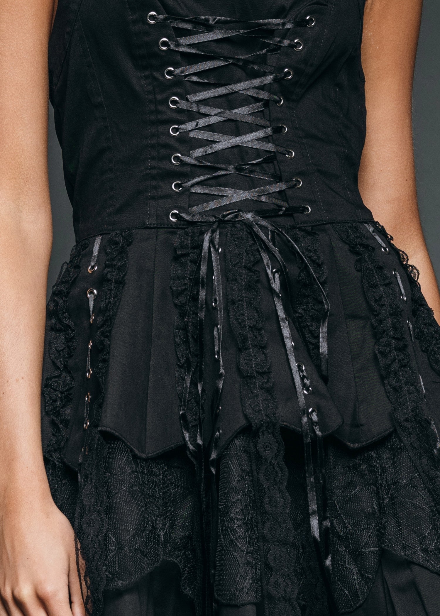 Astrid Gothic Mini Dress with Corset Lacing