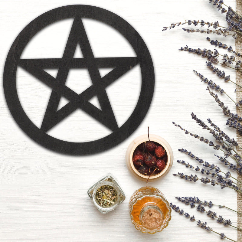 Wood Pentacle Altar Tiles