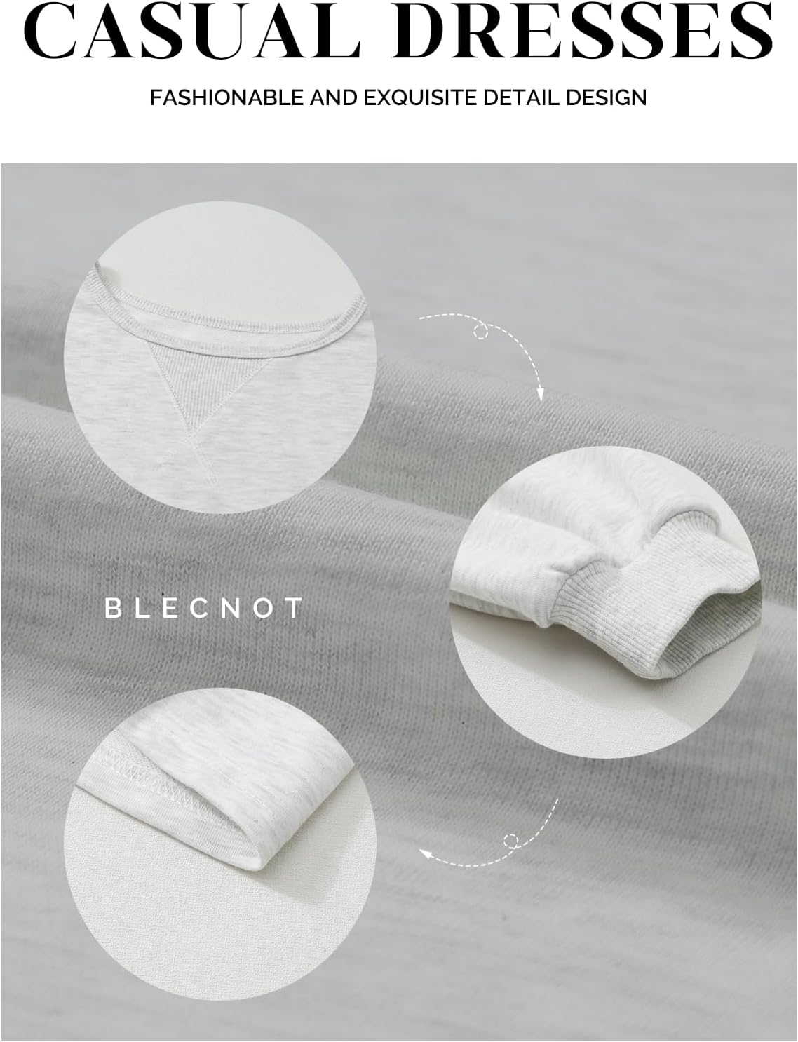 BLENCOT Womens 2025 Fall Long Sleeve Pullover Tops Crewneck Rib Knit Patchwork Sweatshirt Dress Casual Mini Dresses