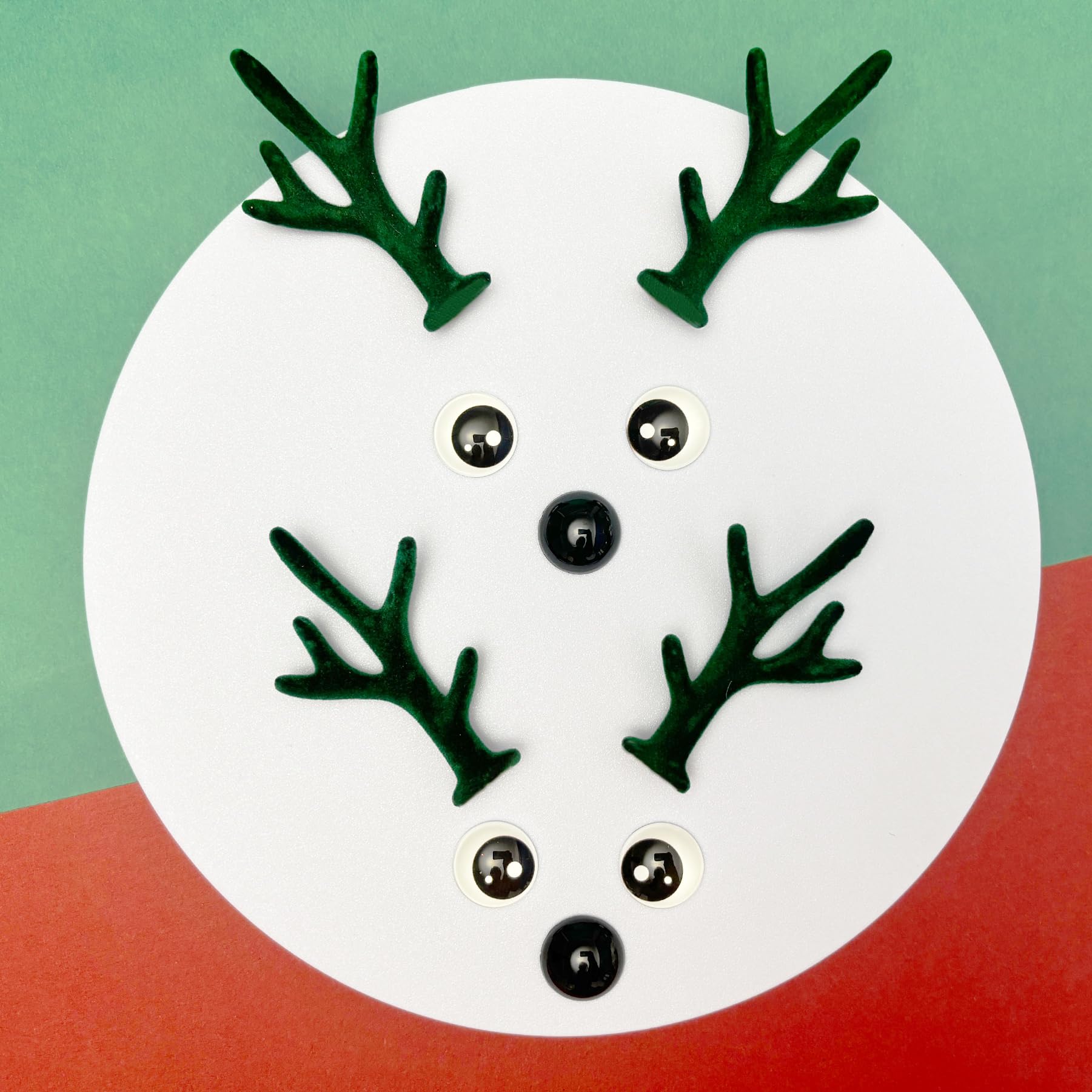 Bling Shoe Charms for Clog Sandals, 2Pairs of Lovely Reindeer Antlers, Animal Nose, Eyes Charms, Bling Glitter, Flocked Shoe Decoration Charms Accessories for Christmas Party Favor