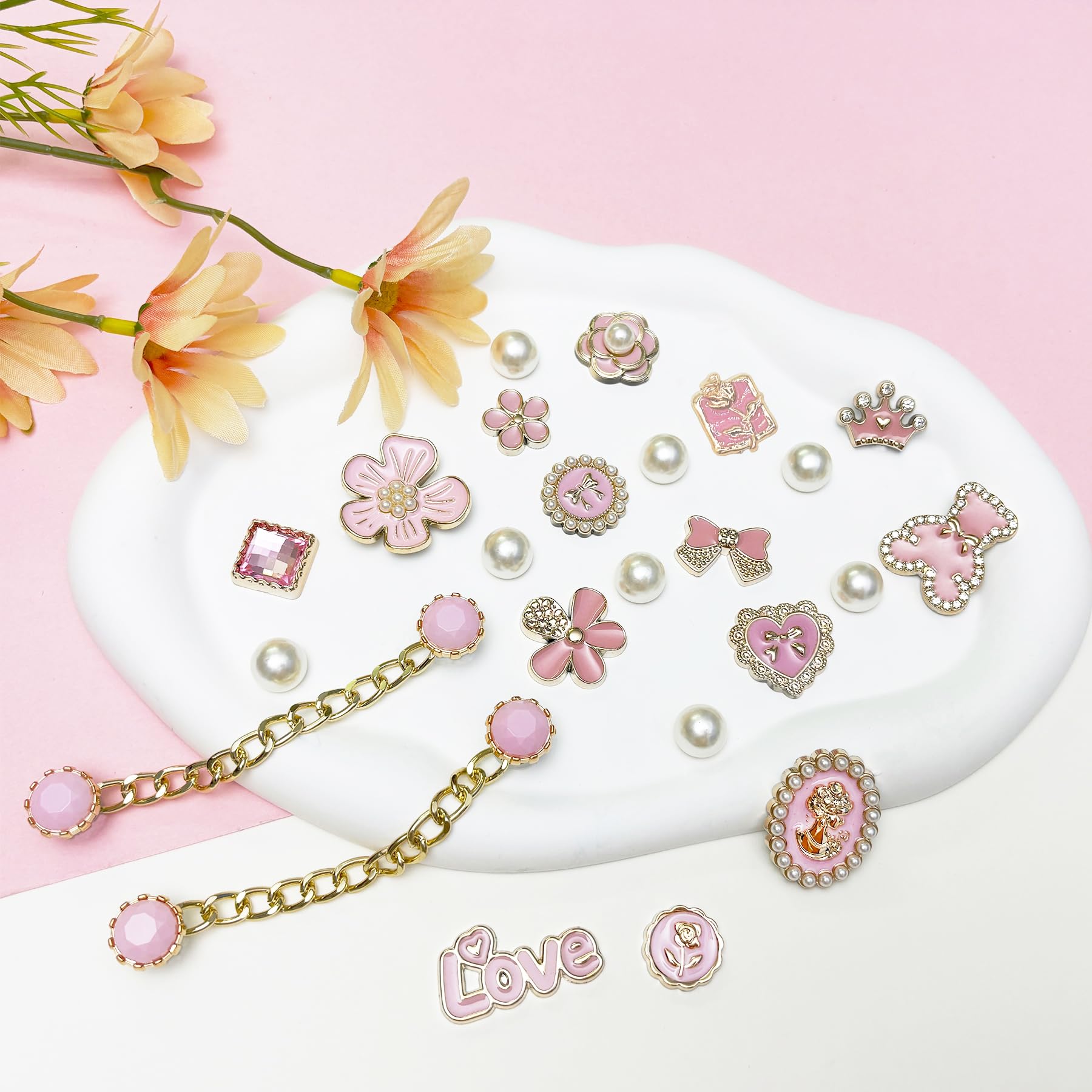 Bling Shoe Charms for Women, Sparkle Rhinestones Shoe Decoration Charms, Girly Shoe Chains for Clog Sandals, DIY Shoe Accessories for Party Favor