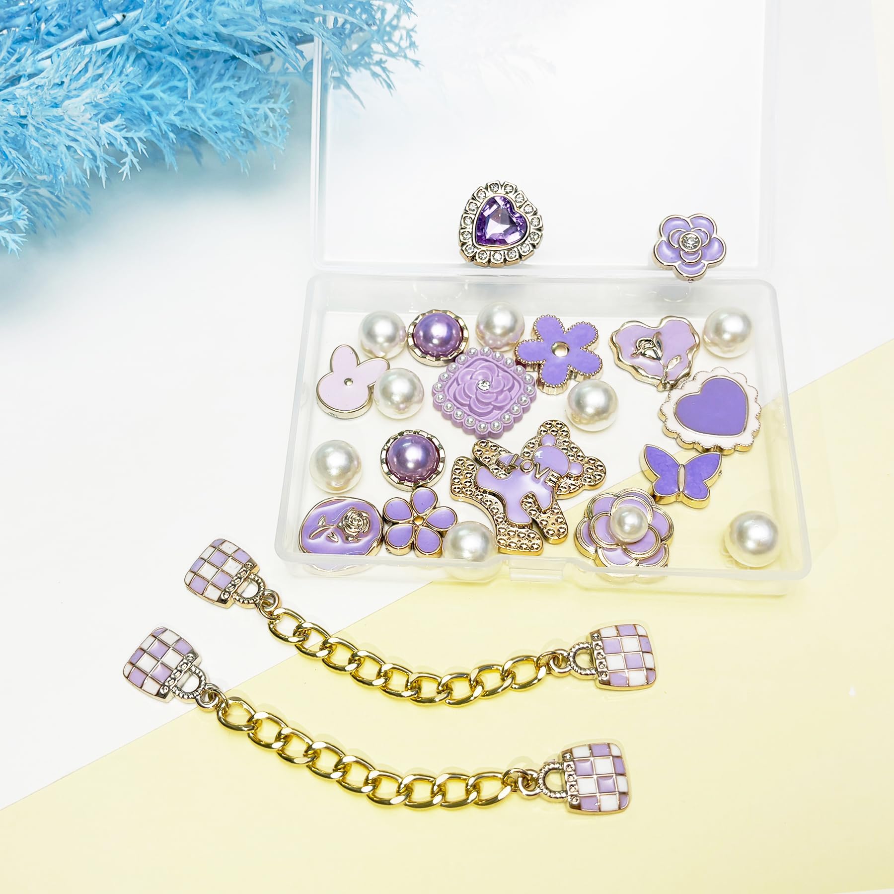 Bling Shoe Charms for Women, Sparkle Rhinestones Shoe Decoration Charms, Girly Shoe Chains for Clog Sandals, DIY Shoe Accessories for Party Favor