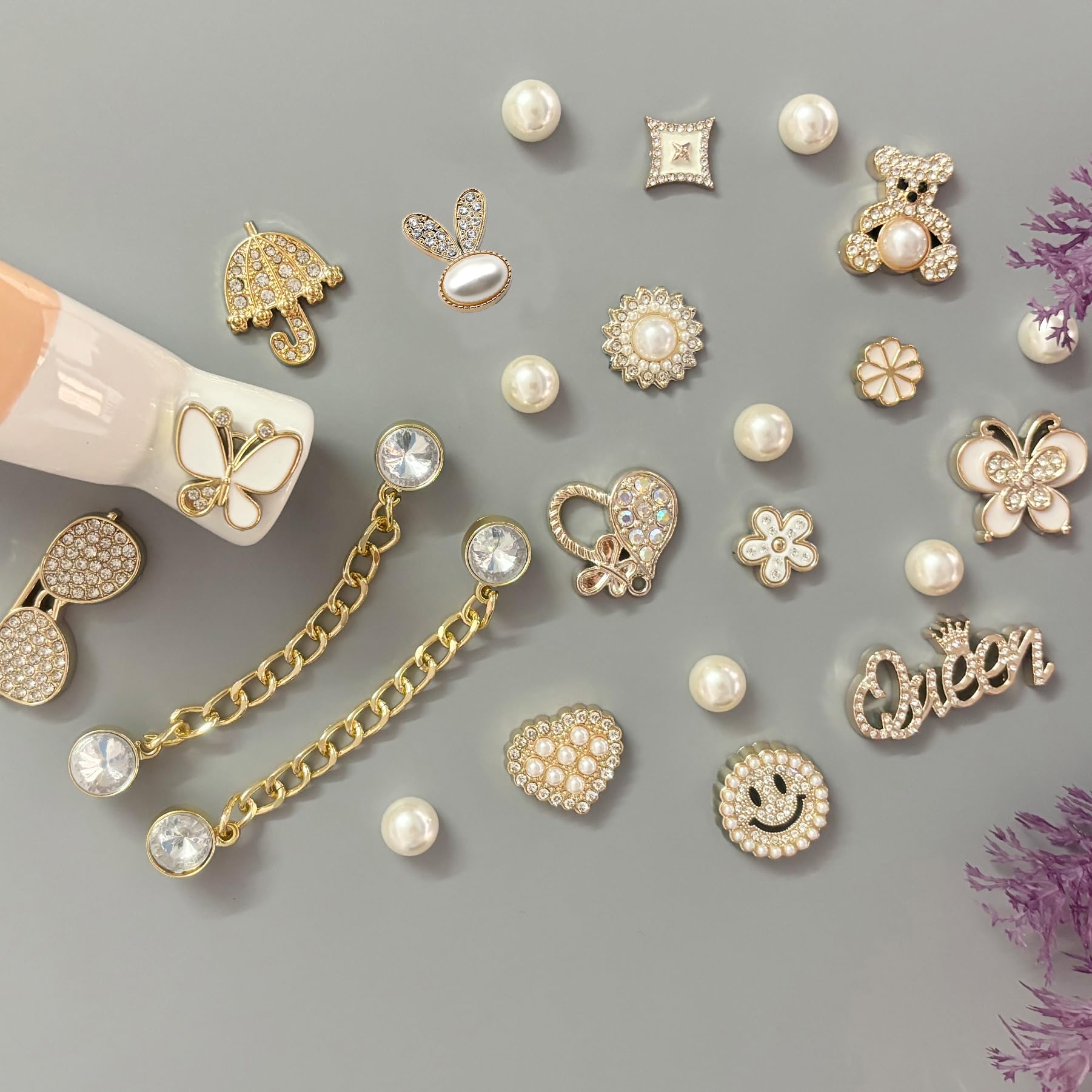 Bling Shoe Charms for Women, Sparkle Rhinestones Shoe Decoration Charms, Girly Shoe Chains for Clog Sandals, DIY Shoe Accessories for Party Favor