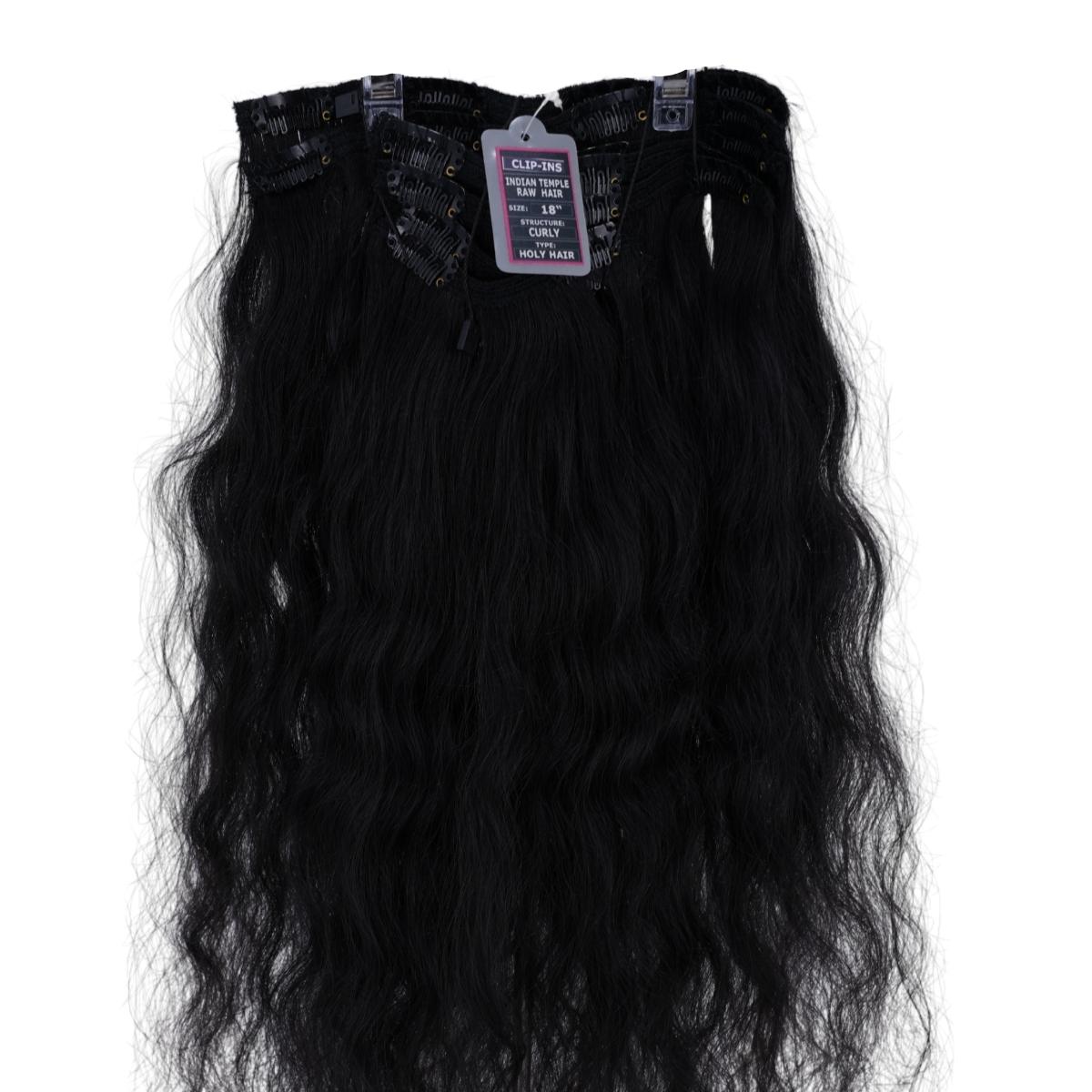 Indian Curly Natural Black Clip-in 100% Human Hair Extensions