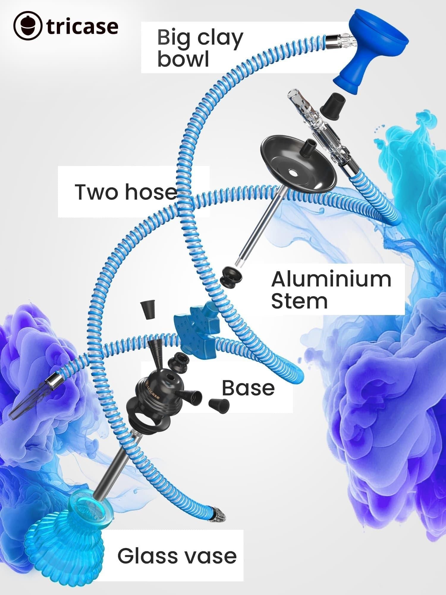 Blue Hookah set with everything Hookah Set 2 Hose Hookah LilOne