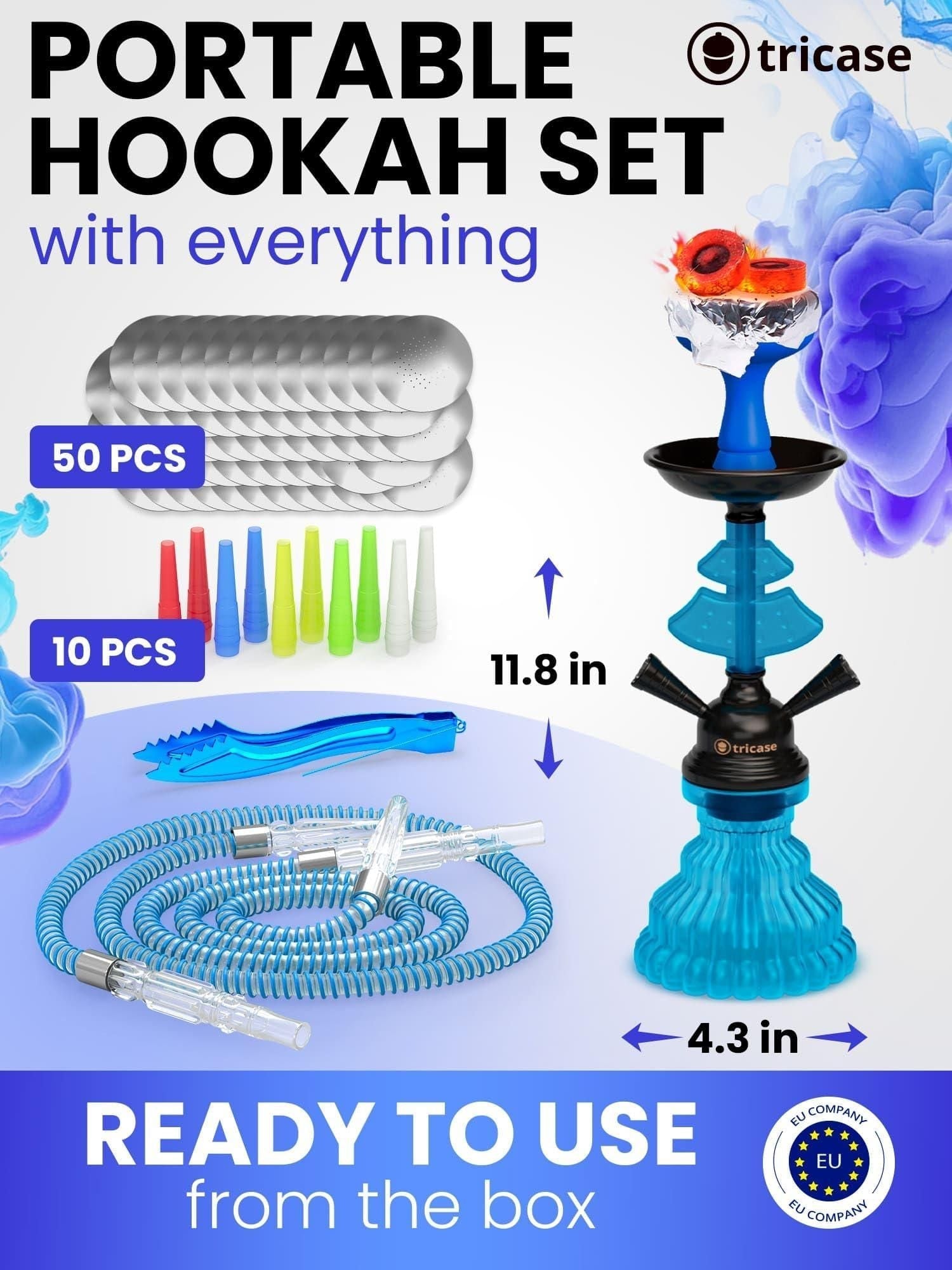 Blue Hookah set with everything Hookah Set 2 Hose Hookah LilOne