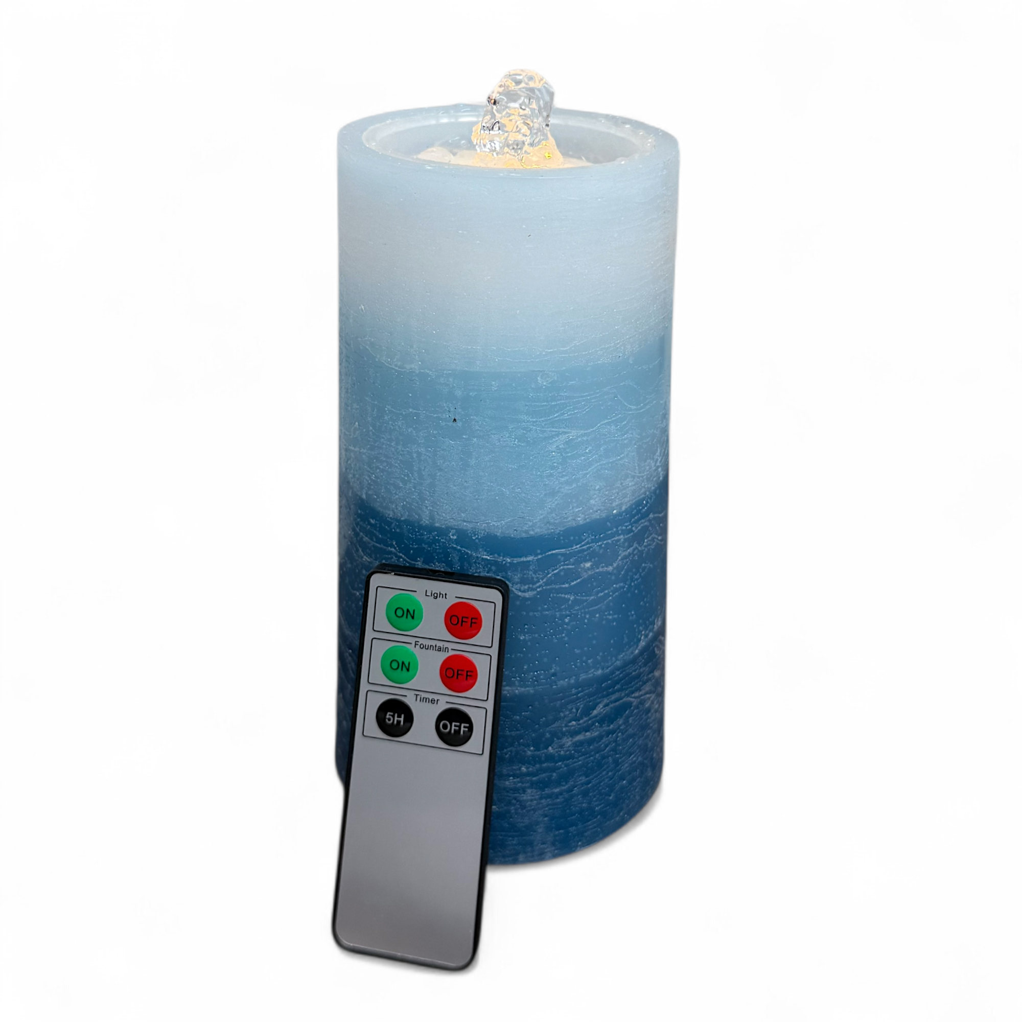 Blue Ombre LED Water Fountain Pillar Candle