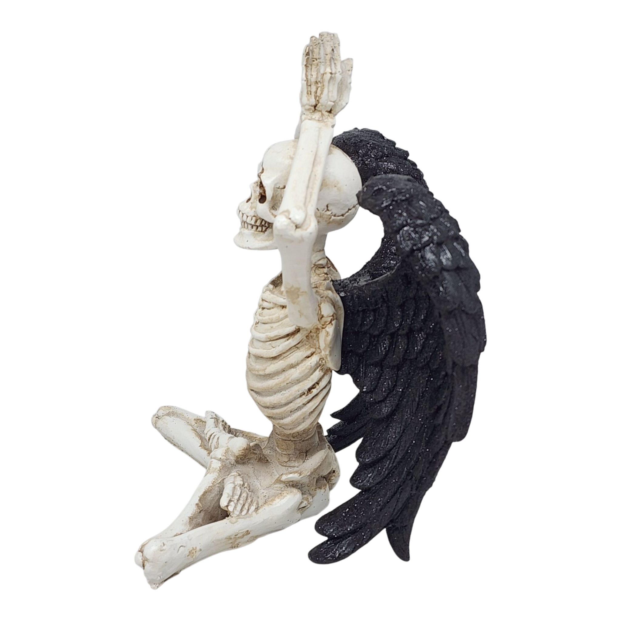 Yoga Skeleton Figurine - Urdhva Hastasana in Sukhasana Pose