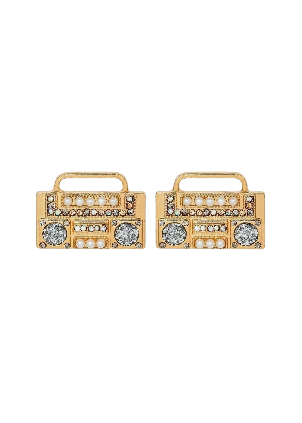 80s Music Lover Gold Boombox Stud Earrings
