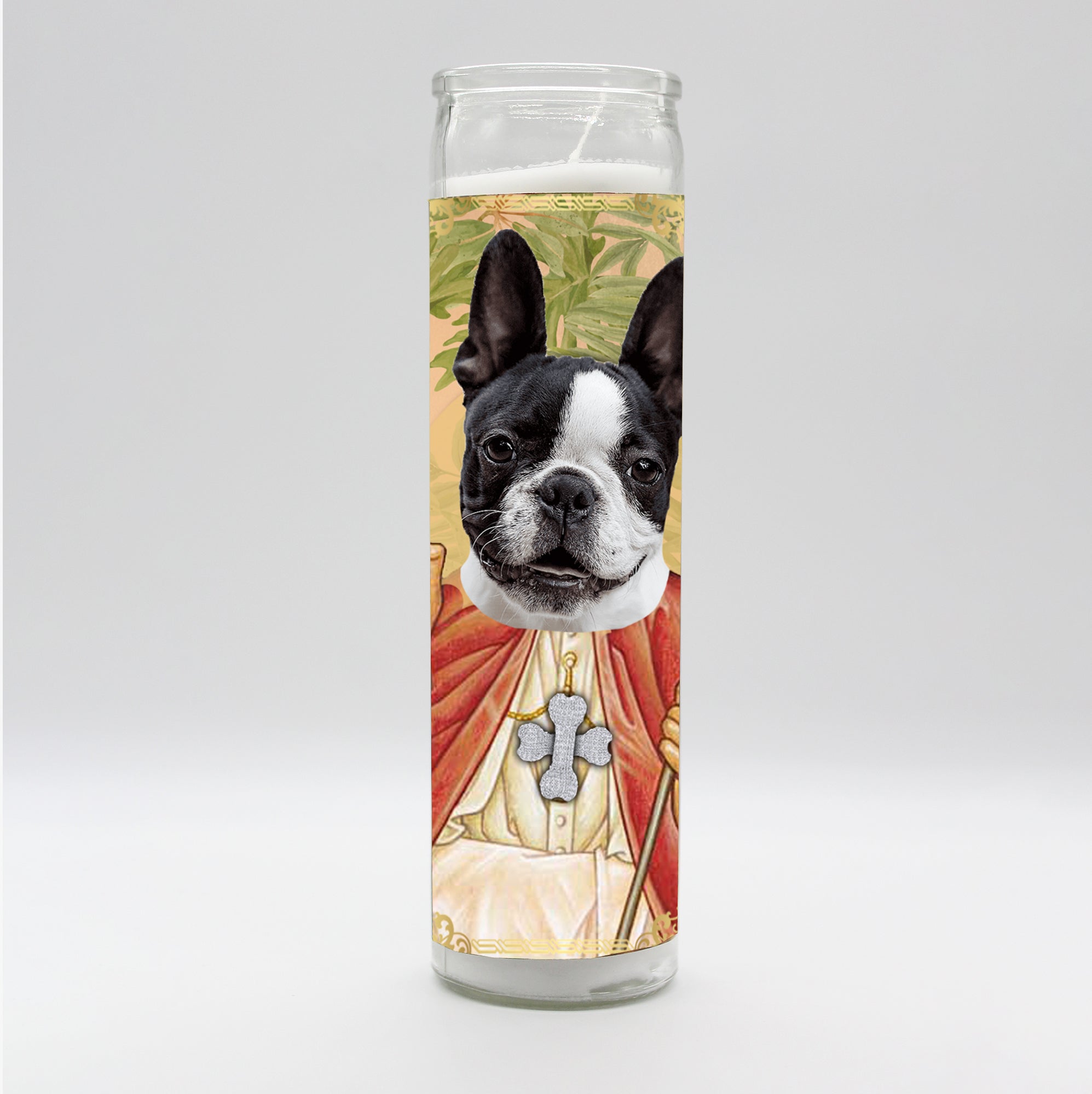 Saint Boston Terrier Dog Candle by BOBBYK