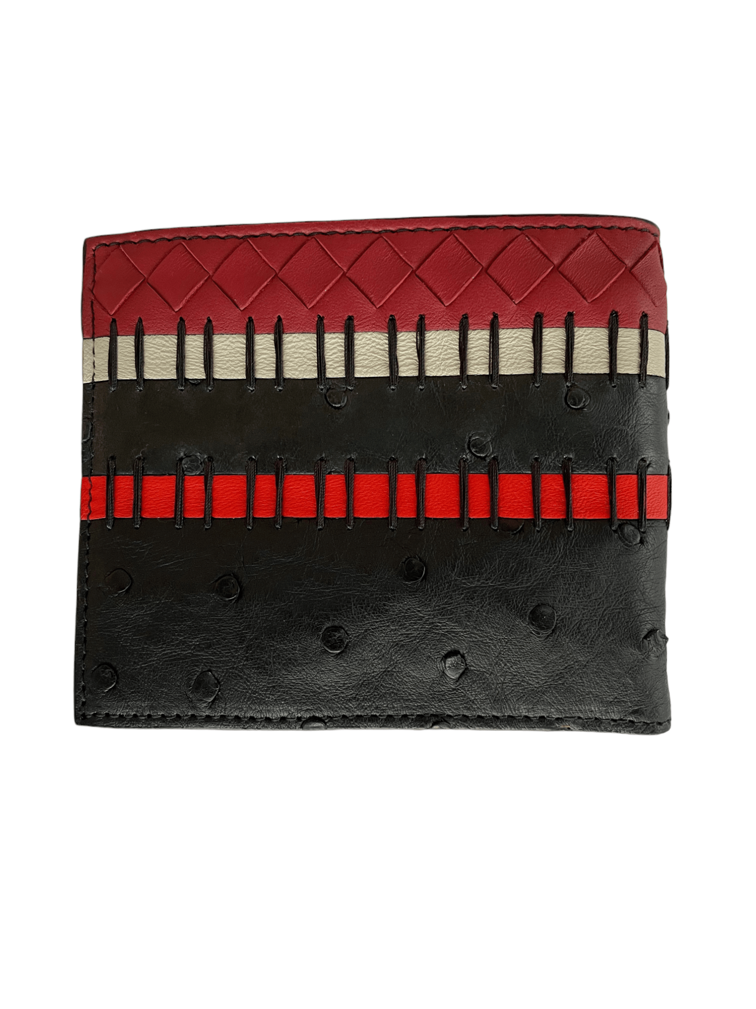 Bottega Veneta Nappa/Ostrich  Multicolor Leather Bifold Wallet