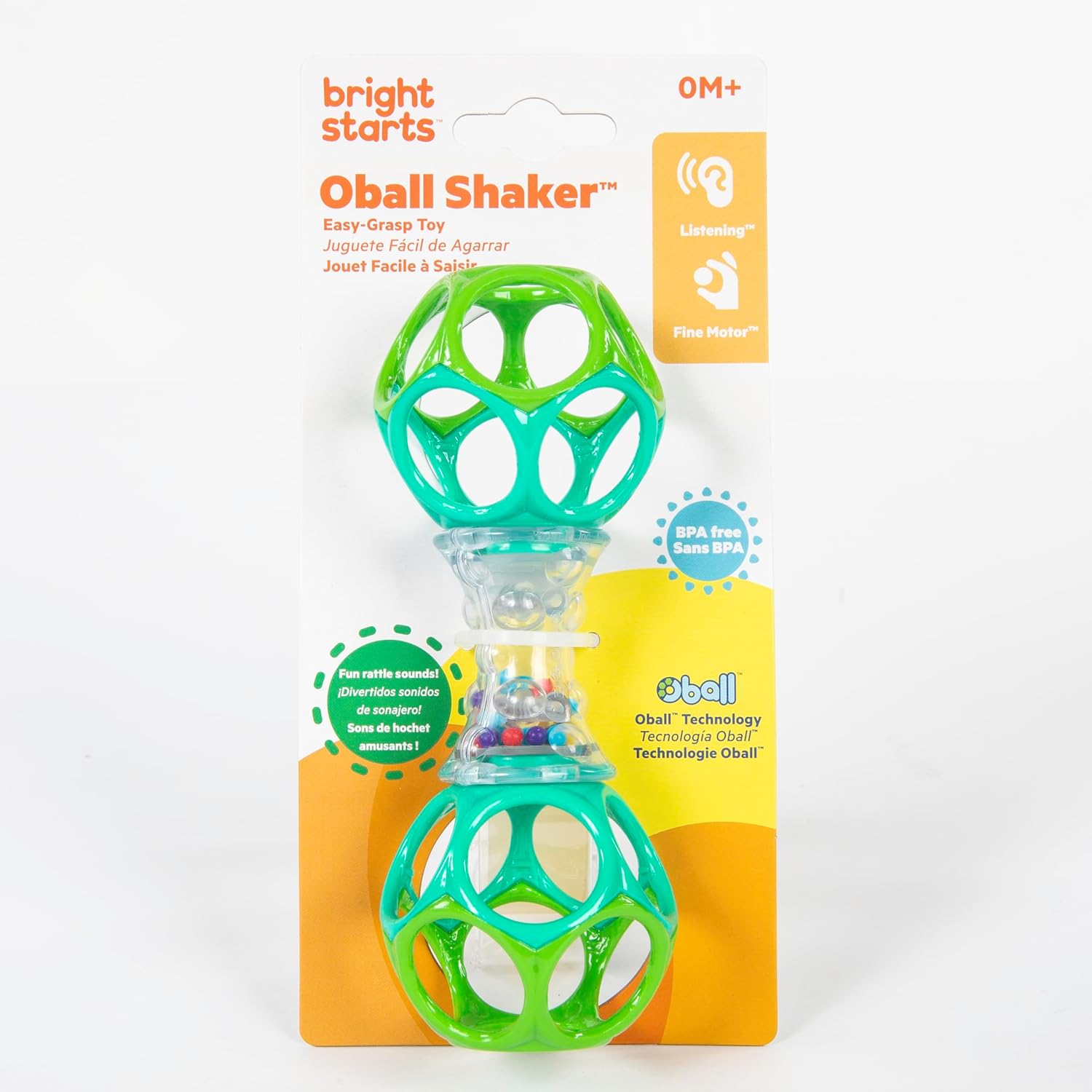 Bright Starts Oball Shaker Rattle Toy, Ages Newborn Plus