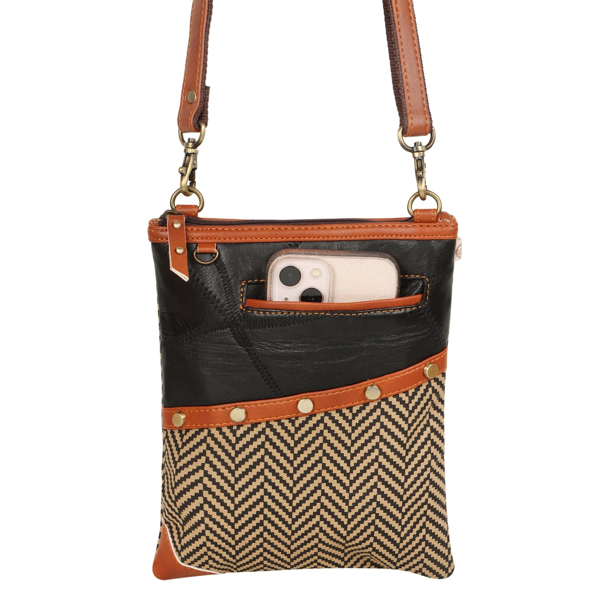 Brisk Crossbody Bag w/ Cellphone Pocket - Herringbone