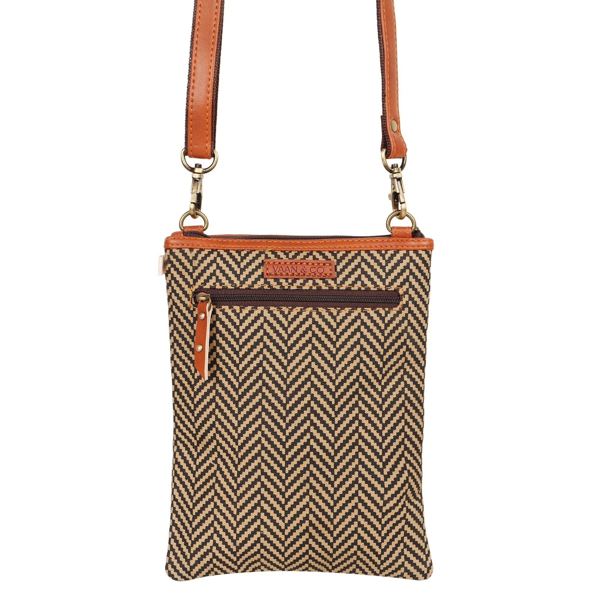 Brisk Crossbody Bag w/ Cellphone Pocket - Herringbone