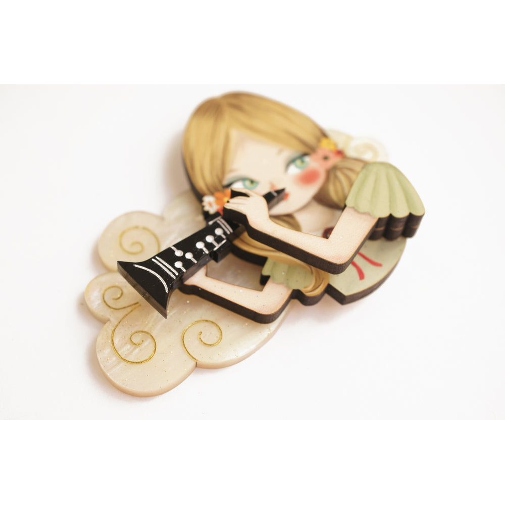 Girl playing the clarinet Brooch by Laliblue