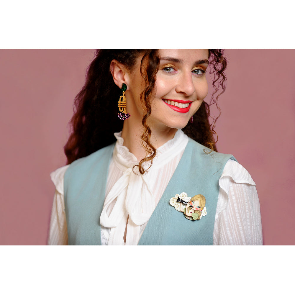Girl playing the clarinet Brooch by Laliblue
