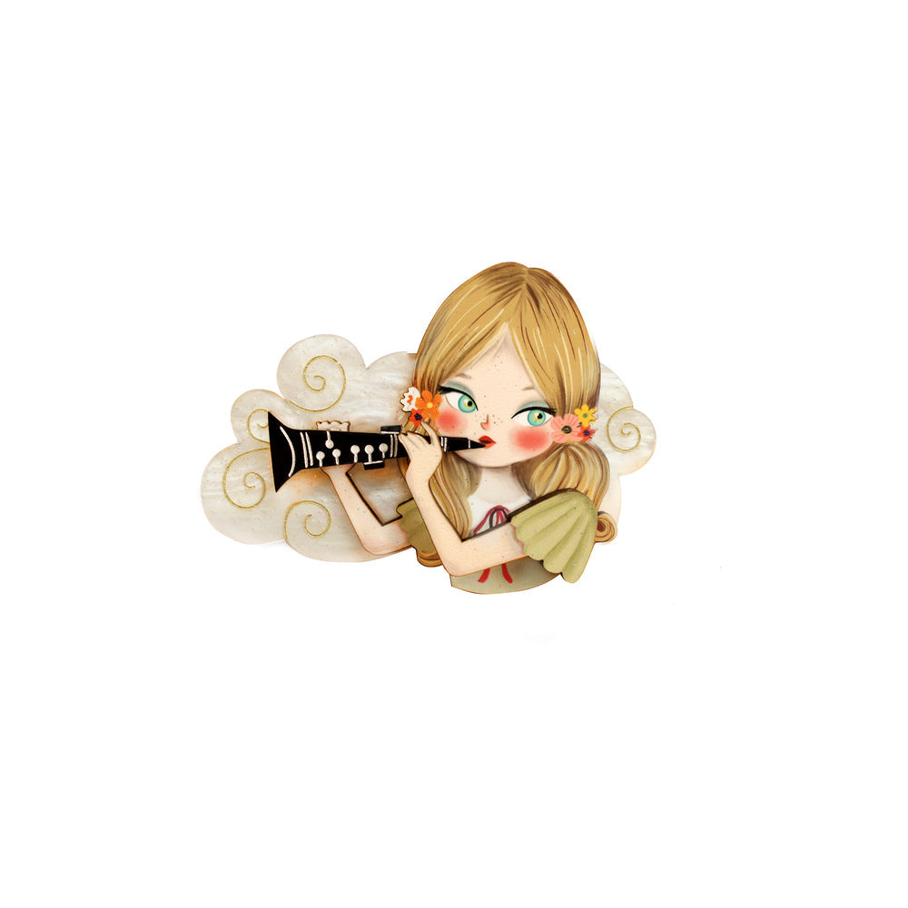 Girl playing the clarinet Brooch by Laliblue