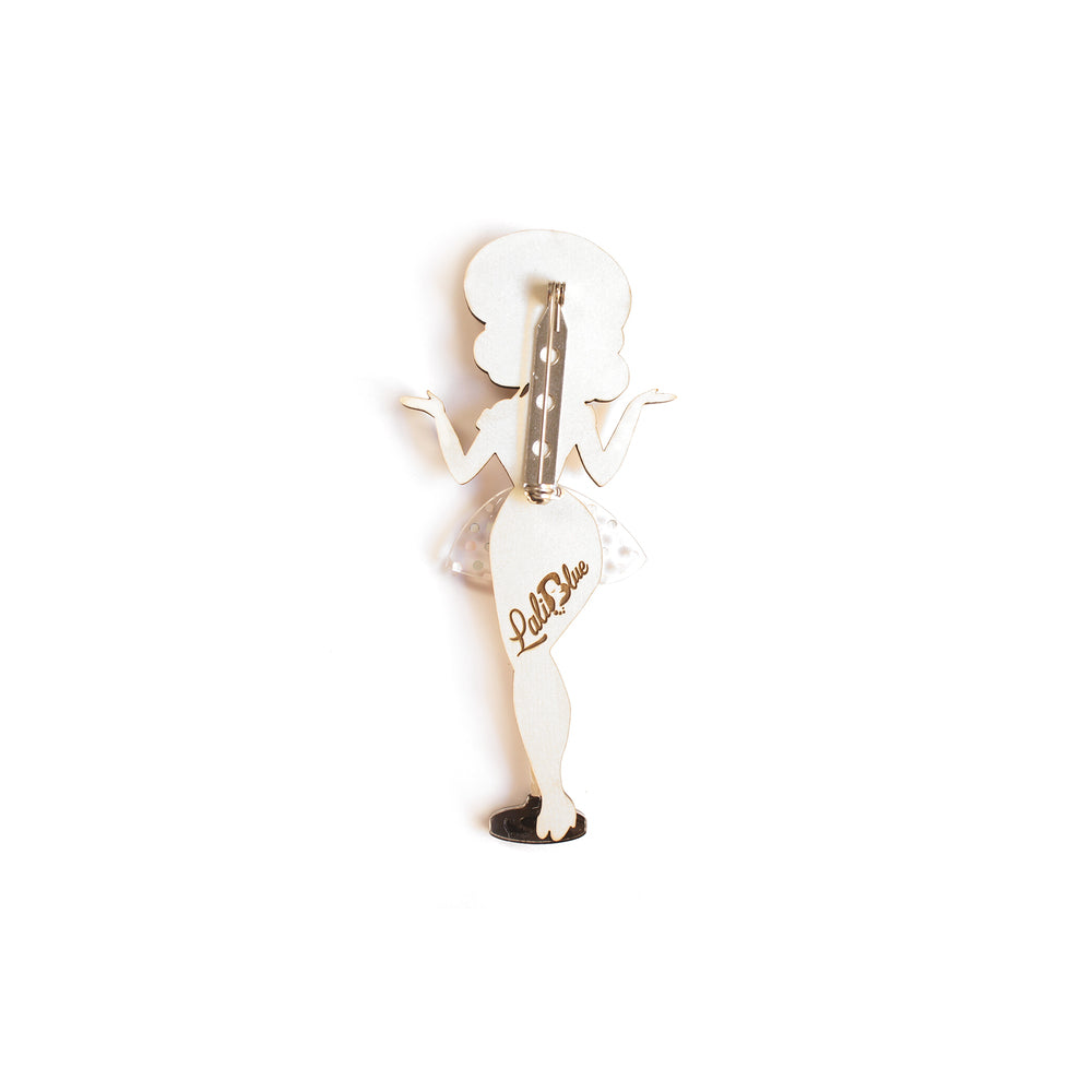 Pin-up Singer Standing w/ Microphone Brooch by Laliblue