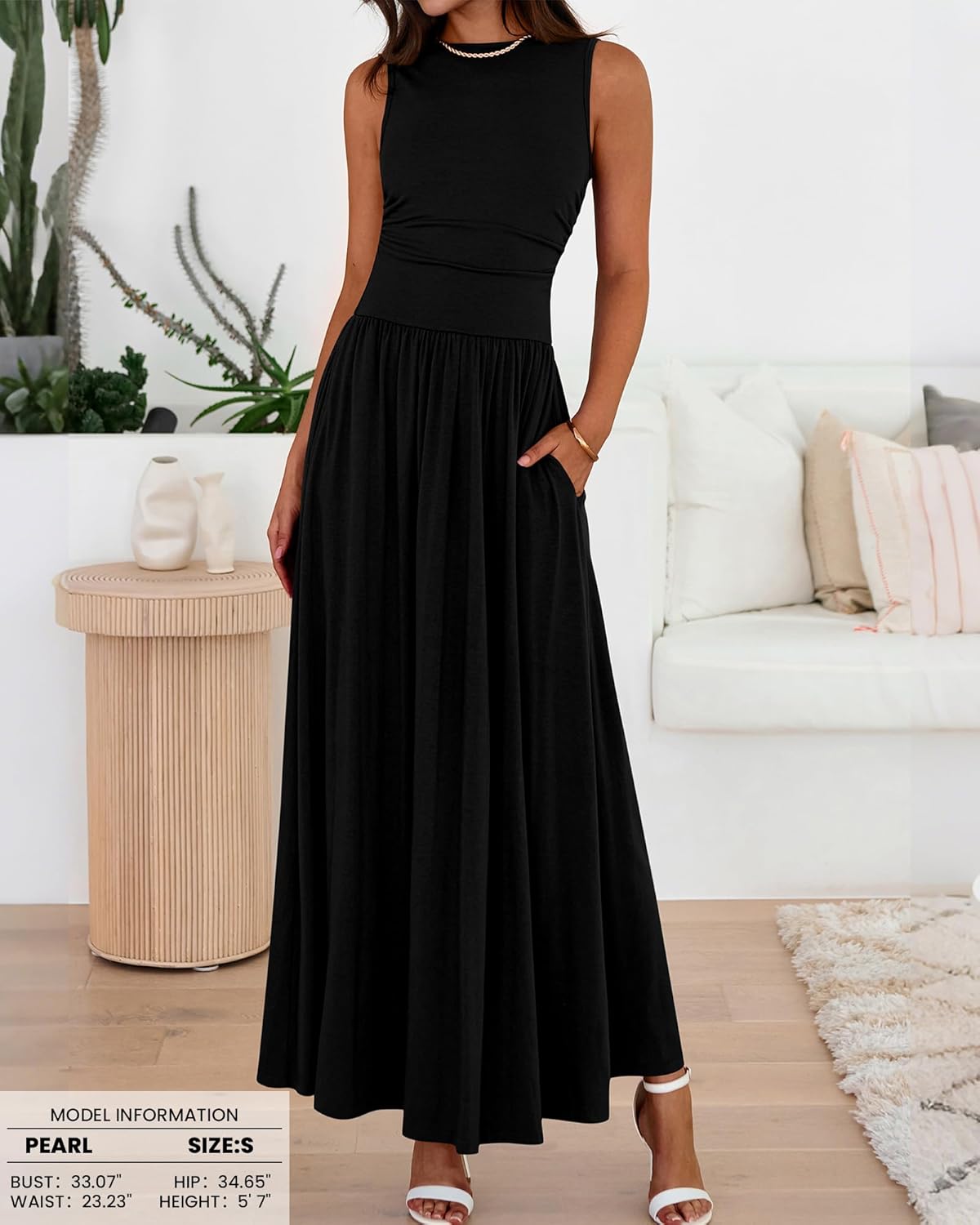 BTFBM Summer Maxi Dresses for Women 2025 Sleeveless Casual Ruched High Waisted Tank Long Sundress Flowy Beach Fall Dress