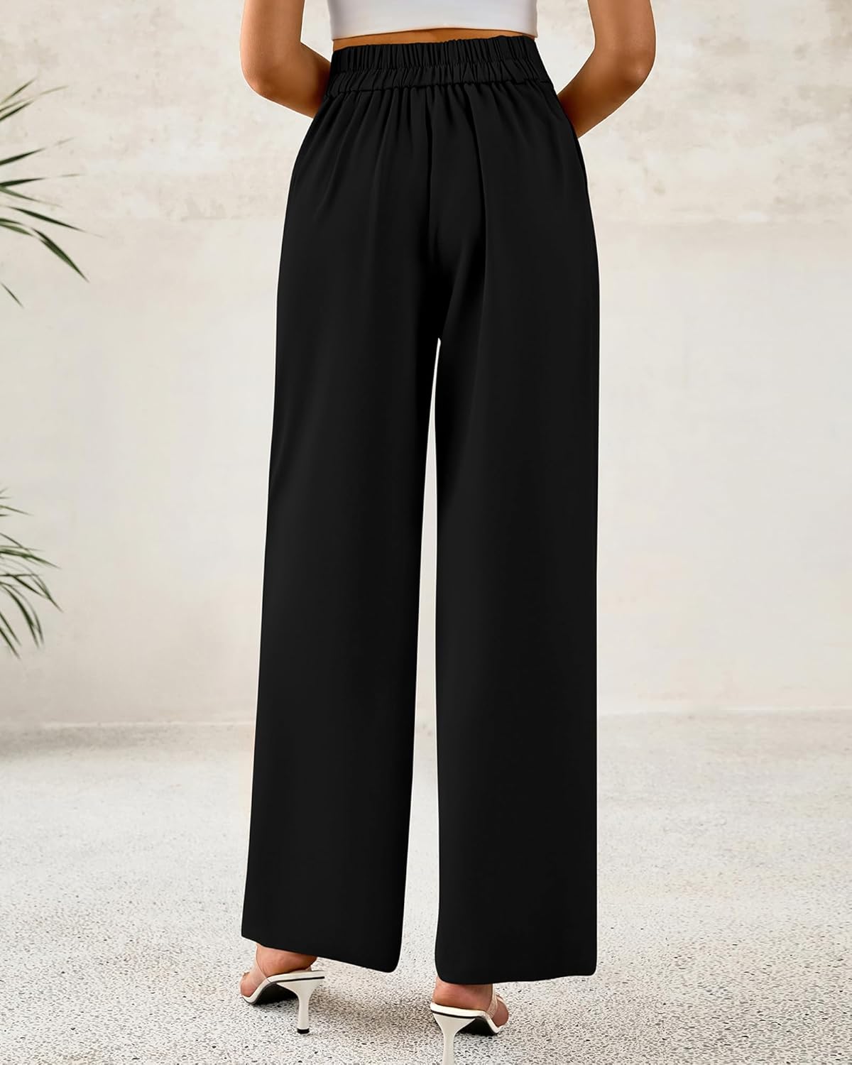 BTFBM Women Wide Leg Dress Pants 2025 High Waisted Button Pleated Business Casual Trousers Office Work Palazzo Pants
