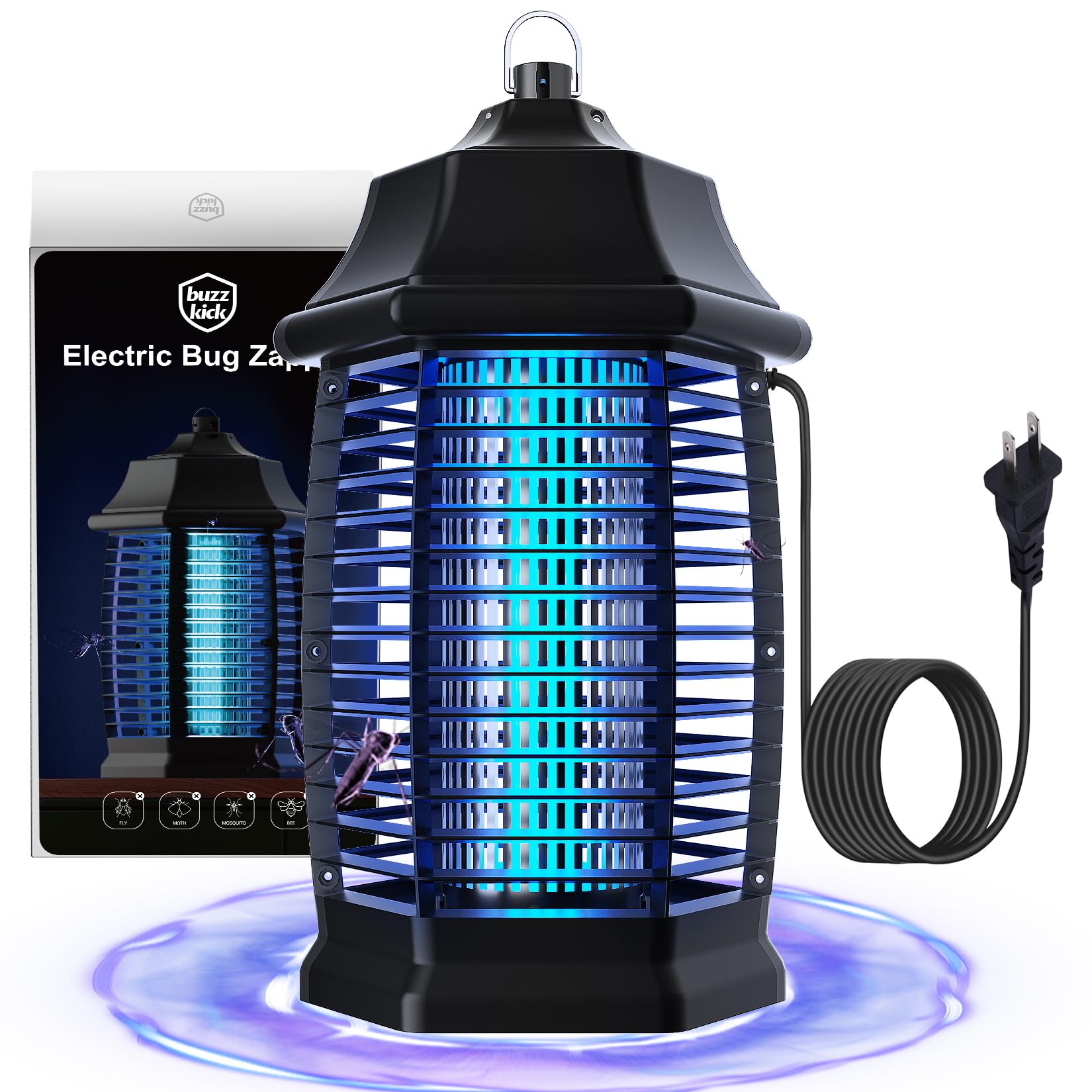 Bug Zapper Indoor, Fly Zappers Electric Mosquitoes Insect Gant Fruit Flies Moth Traps with 4200V for Home Living Room Bedroom Kitchen Backyard Patio Garage Office Camping