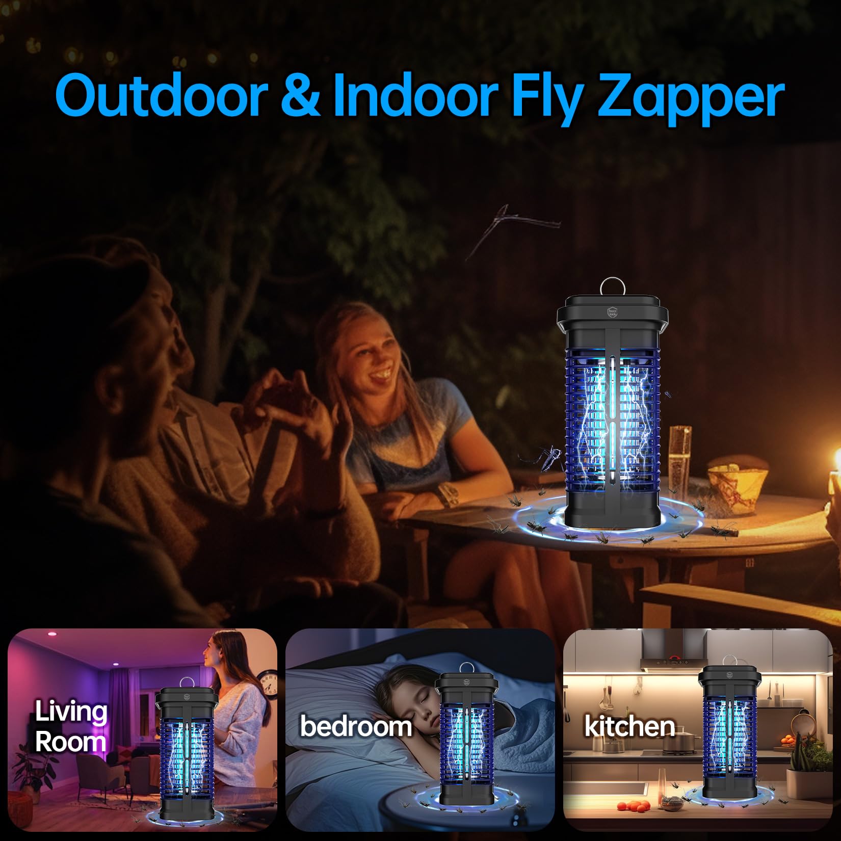 Bug Zapper Indoor, Fly Zappers Electric Mosquitoes Insect Gant Fruit Flies Moth Traps with 4200V for Home Living Room Bedroom Kitchen Backyard Patio Garage Office Camping