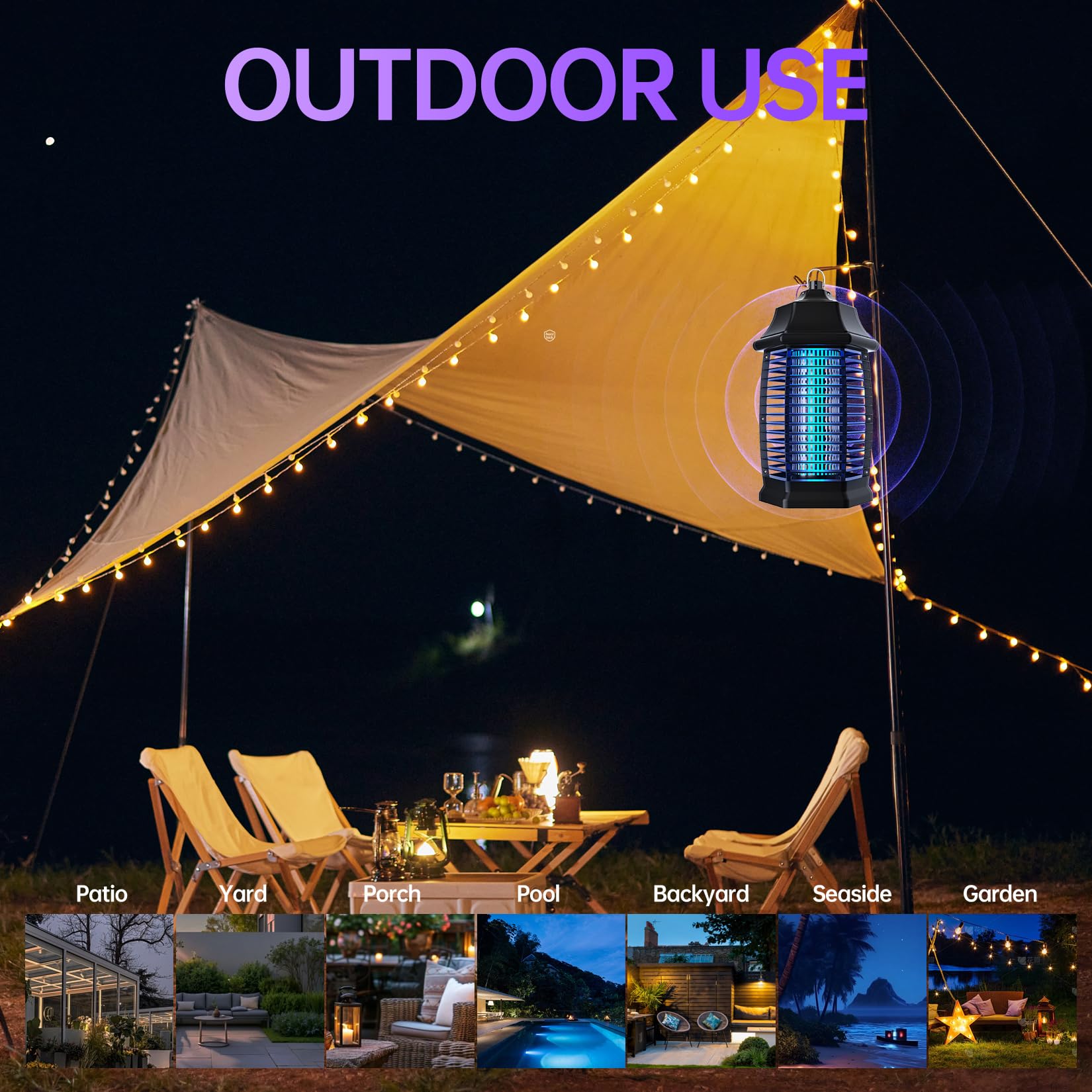 Bug Zapper Indoor, Fly Zappers Electric Mosquitoes Insect Gant Fruit Flies Moth Traps with 4200V for Home Living Room Bedroom Kitchen Backyard Patio Garage Office Camping