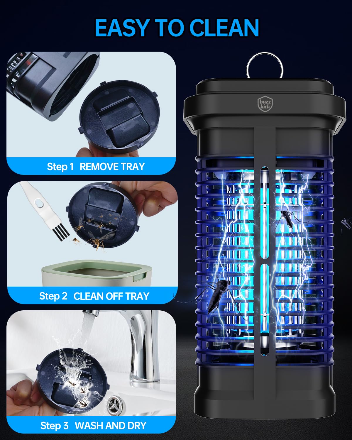 Bug Zapper Indoor, Fly Zappers Electric Mosquitoes Insect Gant Fruit Flies Moth Traps with 4200V for Home Living Room Bedroom Kitchen Backyard Patio Garage Office Camping