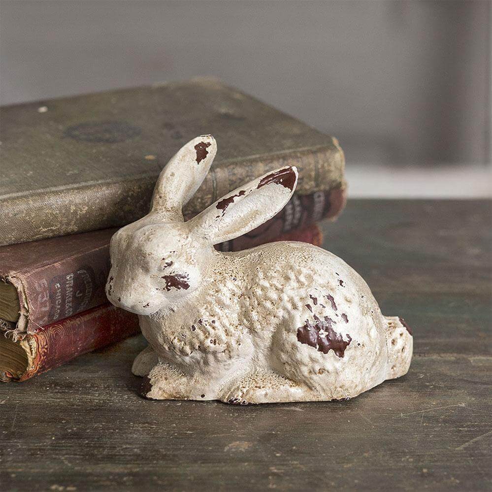 Cottagecore Bunny Rabbit Statue in Cast Iron