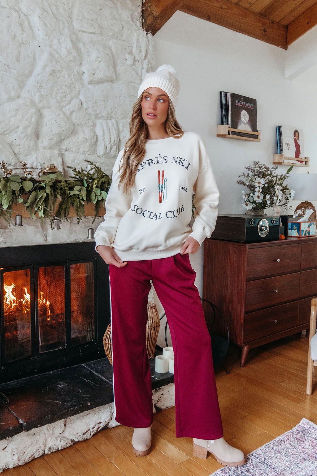 Burgundy Striped Athleisure Pants - FINAL SALE