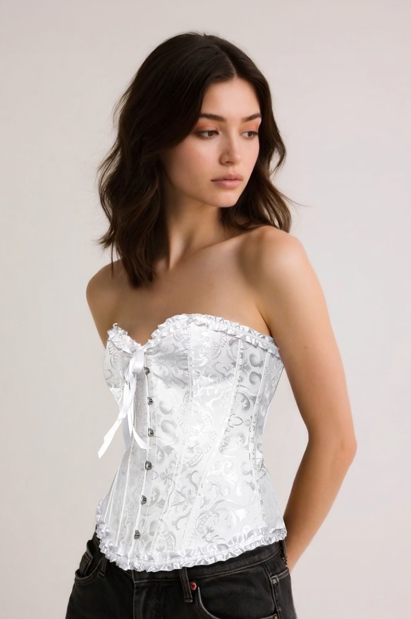 Bustier Corset Tops for Women Overbust Lace Up Date Night Outfit Strapless Steel Boned Going Out Holiday Party Rave Valentine Tank Tops