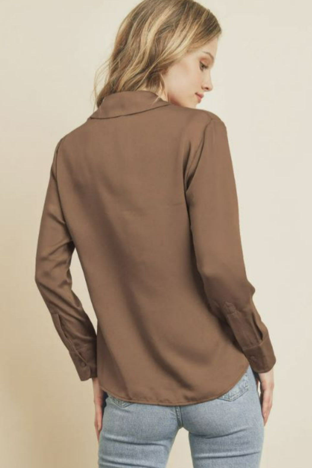 Button Down Satin Slim Shirt