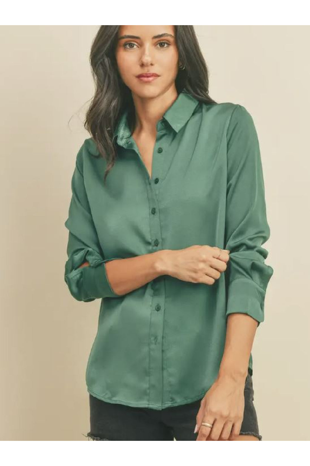 Button Down Satin Slim Shirt