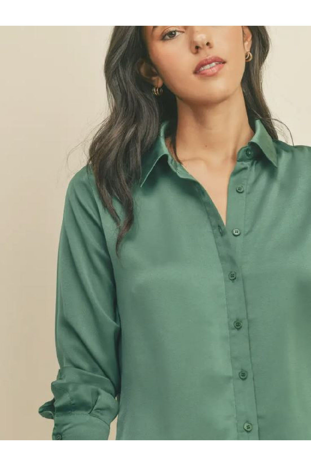 Button Down Satin Slim Shirt