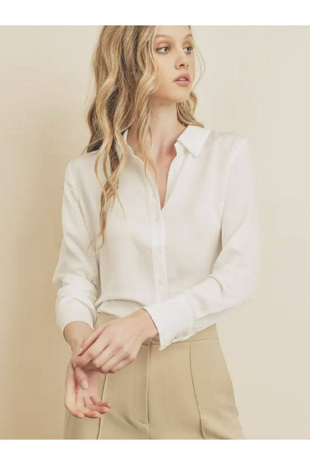 Button Down Satin Slim Shirt