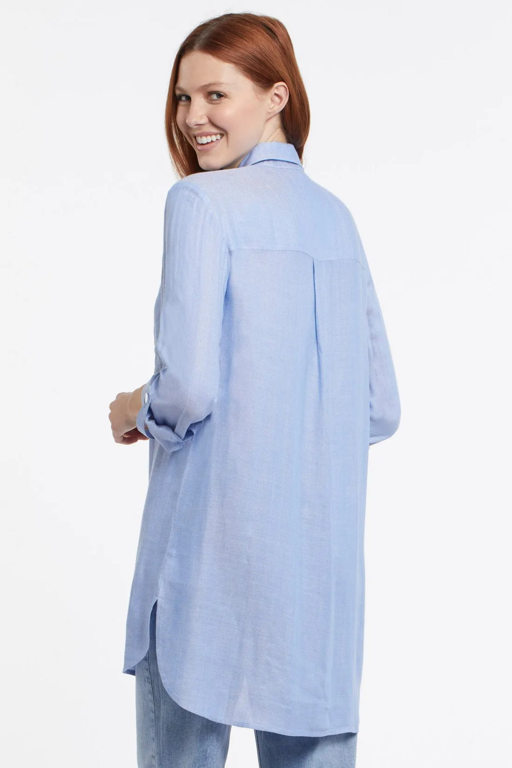 BUTTON-FRONT CHAMBRAY TUNIC