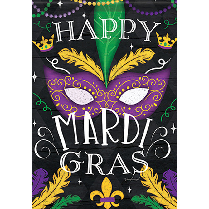 Beads and Feathers Mardi Gras Durasoft Flag - 12" x 18"